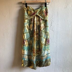 Nicole Miller strapless silk drape dress